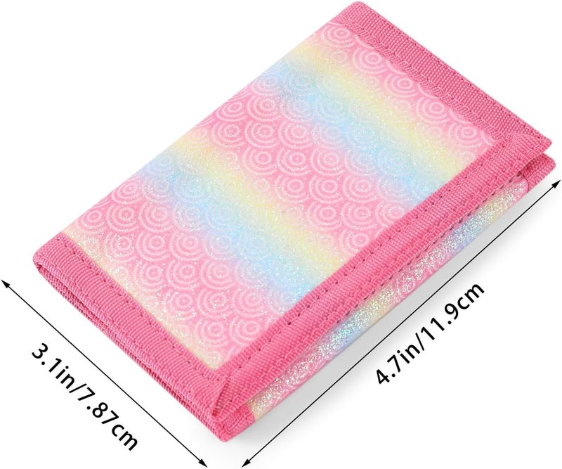 Nitort Wallet,RFID Trifold Canvas Outdoor Sports Wallets for Kid,Lovely and Novelty Wallet with Zipper for Kids- Front Pocket Wallet with Magic Sticker(Rainbow Bling KW04) - Image 1